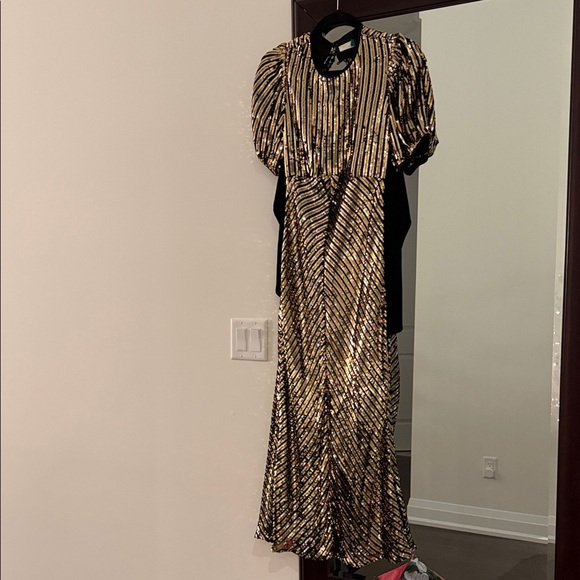Rixo London gold sequin midi dress Medium - Picture 3 of 8